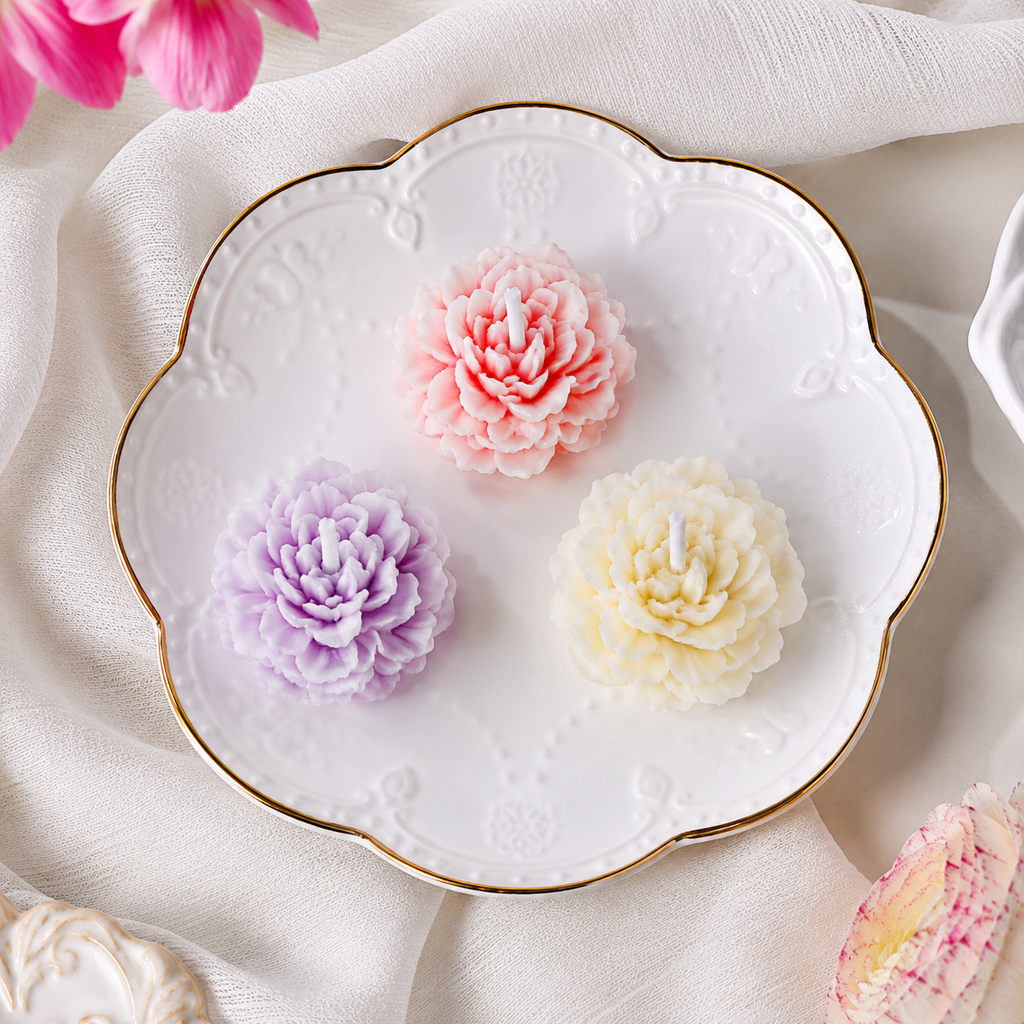 🌸 Handmade Flower Candle for Cozy Home Décor Handcrafted Carnation Bloom Design