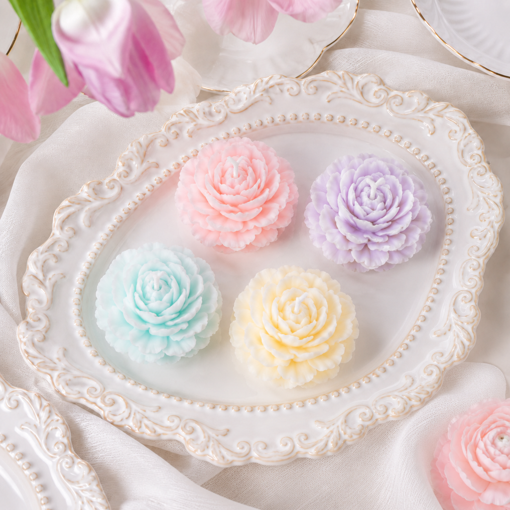 🌸 Handmade Flower Candle for Cozy Home Décor Handcrafted Carnation Bloom Design
