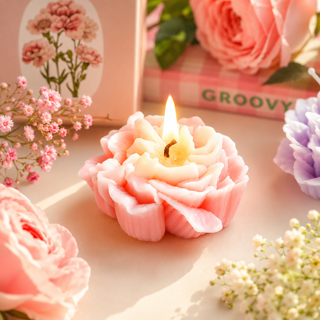 🌸 Handmade Flower Candle for Cozy Home Décor Handcrafted Carnation Bloom Design