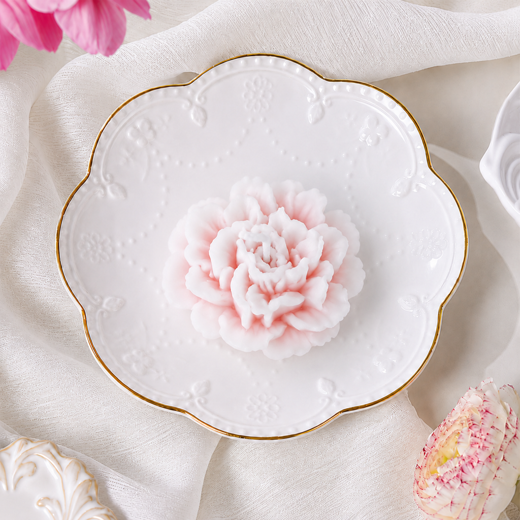 🌸 Handmade Flower Candle for Cozy Home Décor Handcrafted Carnation Bloom Design
